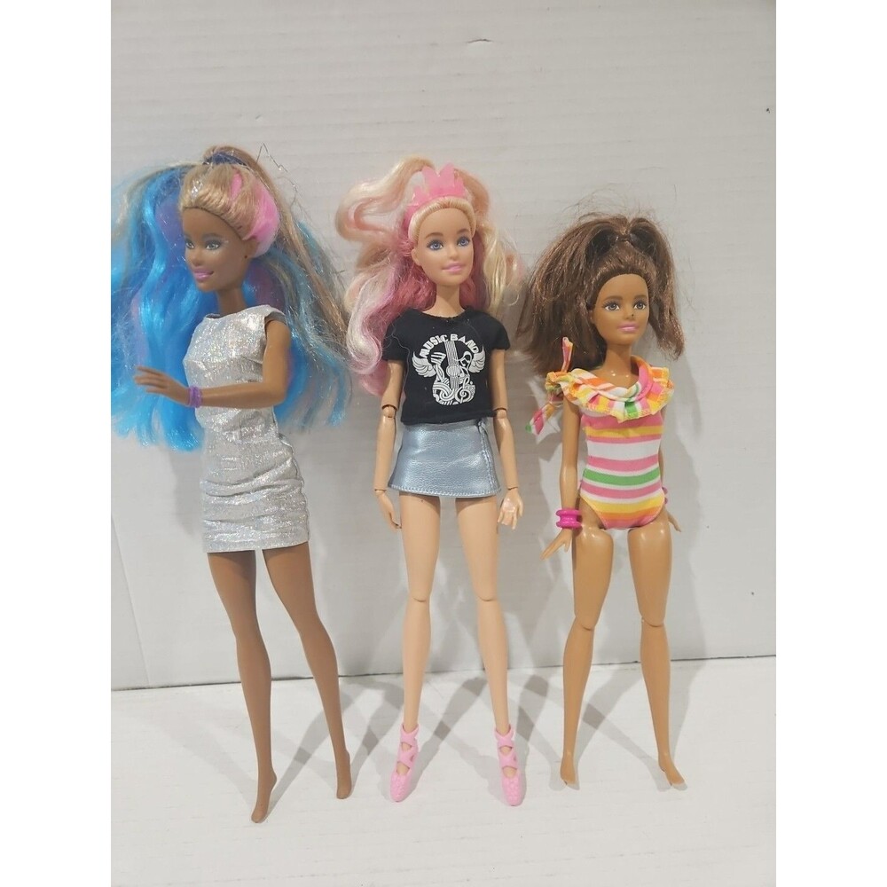 3 Barbie Dolls Clothed